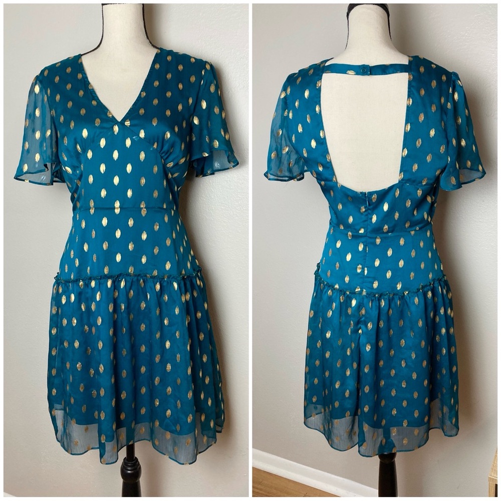 Francesca’s Collections Flutter Sleeve Open Back Dress Flirty Date Night